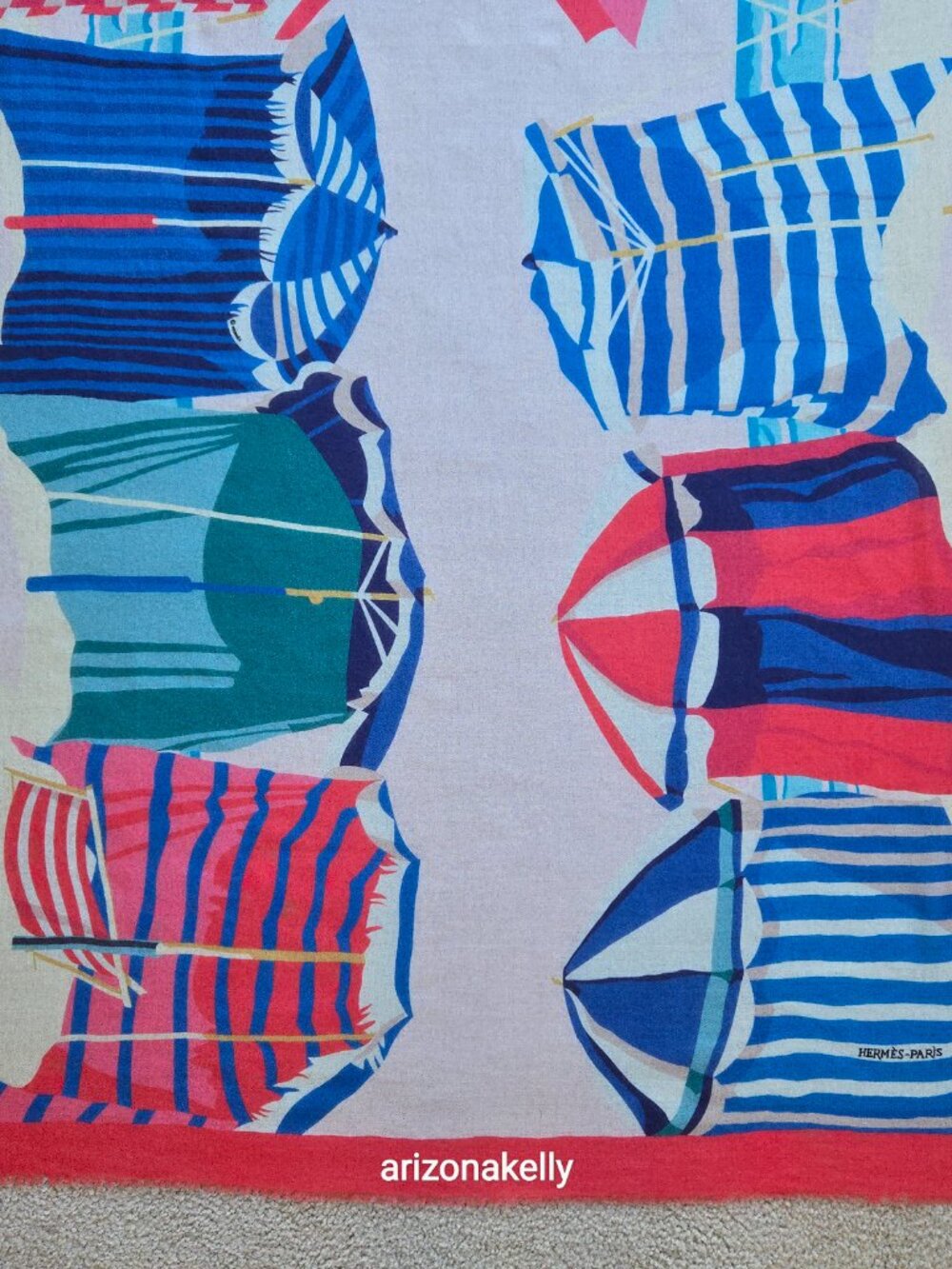 NWOT Hermès *WOOL* Charmes des Plages Normandes Beach Cabanas Scarf Stole - Picture 5 of 16